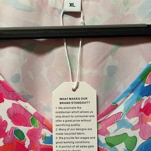 Floral V-Neck Dress - Pink and Blue - Picture 4 of 5